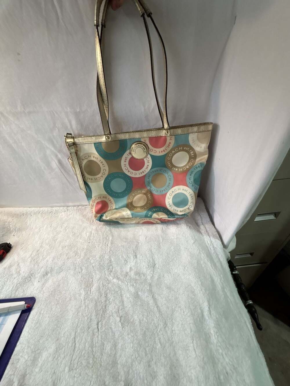 Coach Poppy Multicolor Circle Print Tote Bag